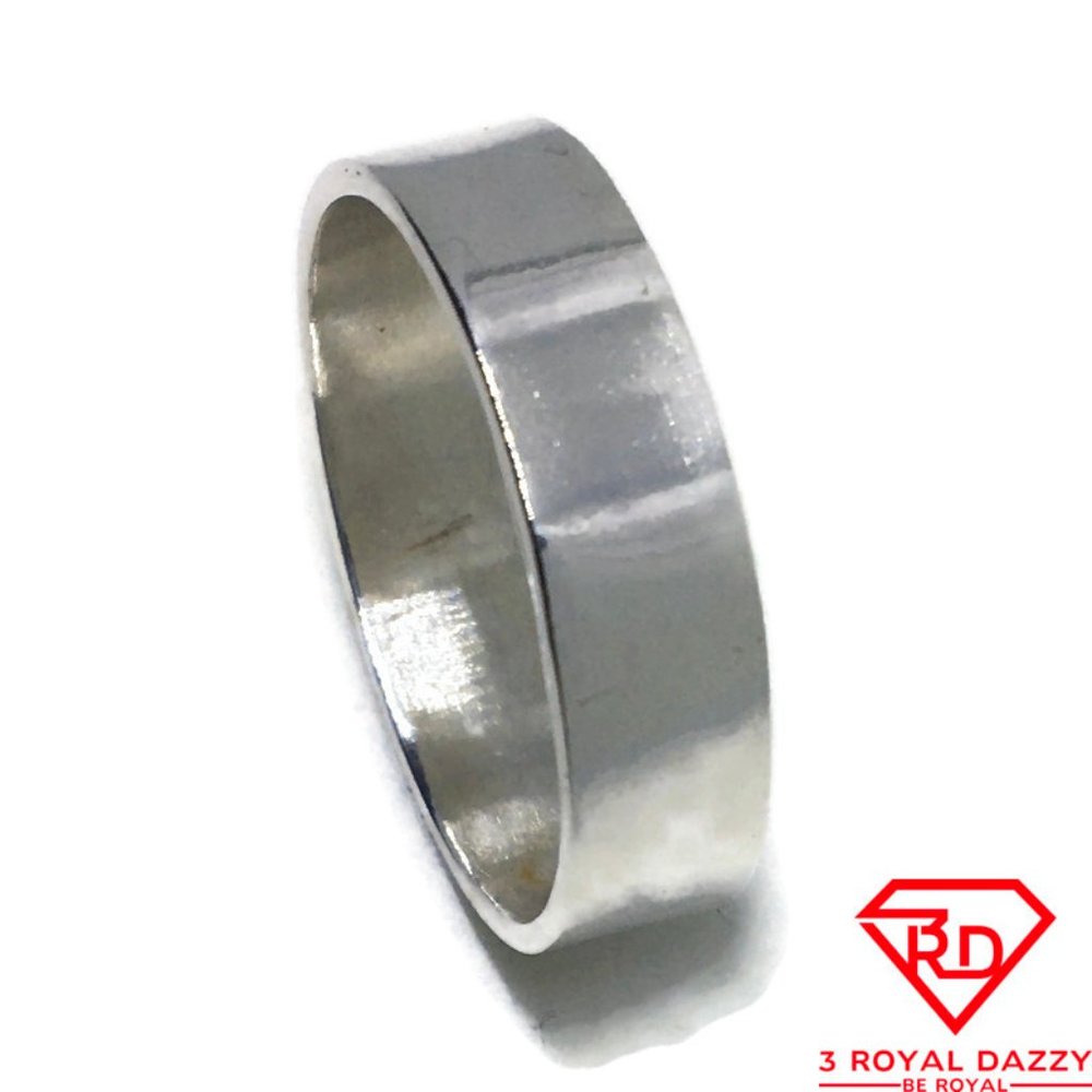 Halo Round Smooth ring band 925 Solid silver S12